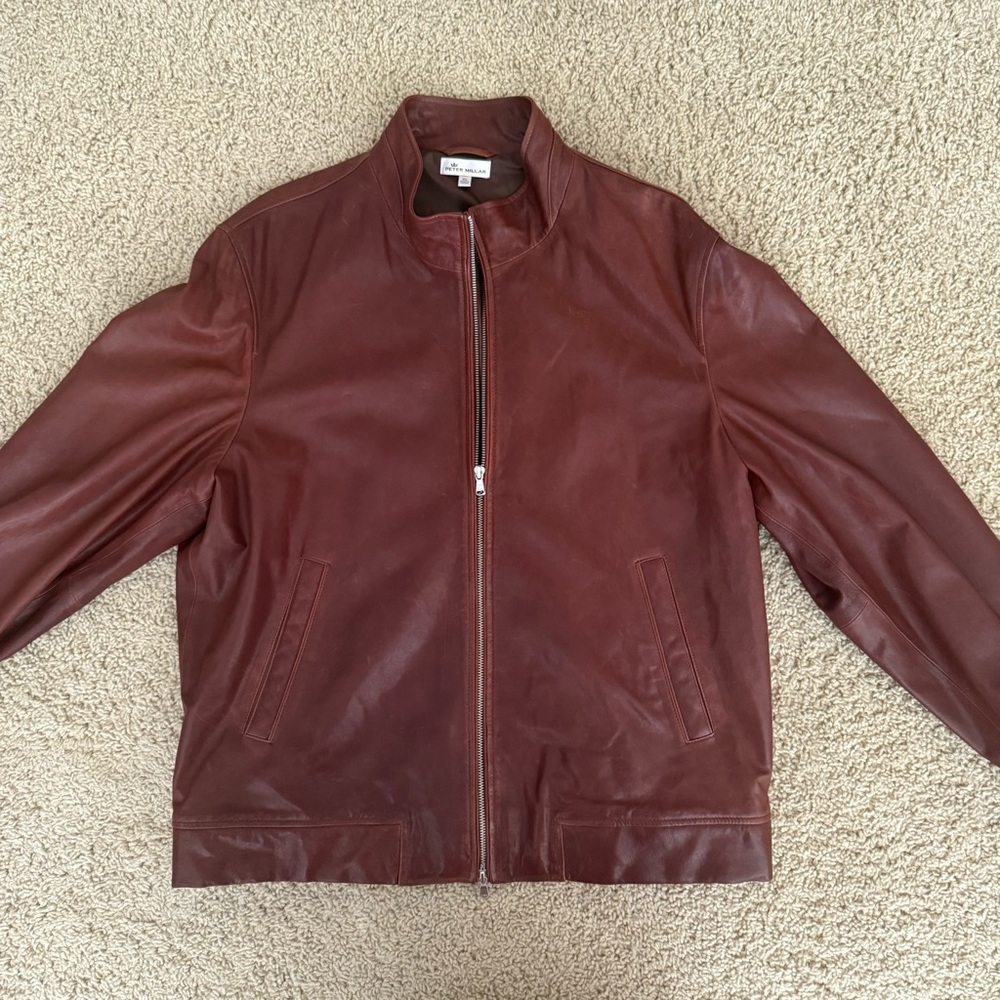 Peter Millar Rich Brown Lambskin Leather Jacket